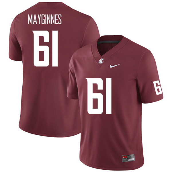 Men #61 Hunter Mayginnes Washington State Cougars College Football Jerseys Sale-Crimson